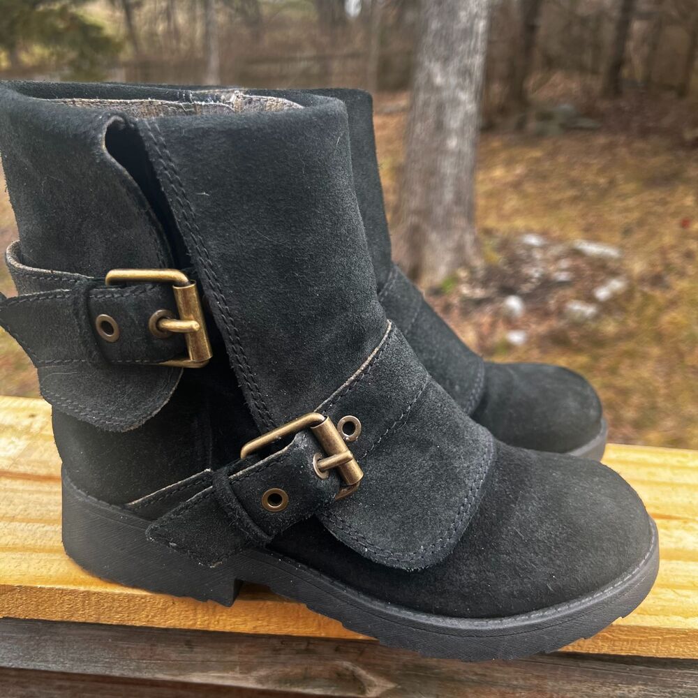 Nine West Kassy Womens Ankle Boot Black Distressed Suede US Size 5